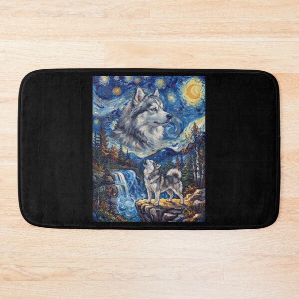 Item preview, Pomsky Howling Moon Starry Night Van Gogh Art Animal Lover designed and sold by dian-rody-crest.