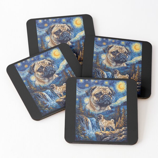 Item preview, Pug Howling Moon Starry Night Van Gogh Art Dog Lover designed and sold by dian-rody-crest.