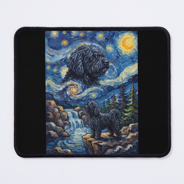 Item preview, Puli Howling Moon Starry Night Van Gogh Art Animal Lover designed and sold by dian-rody-crest.