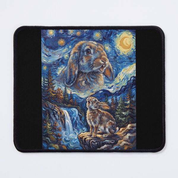 Item preview, Rabbit Howling Moon Starry Night Van Gogh Art Animal Lover designed and sold by dian-rody-crest.