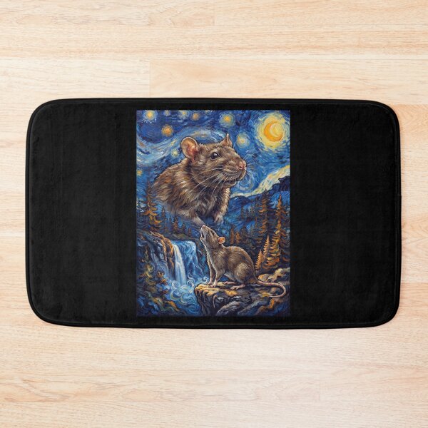 Item preview, Rat Howling Moon Starry Night Van Gogh Art Animal Lover designed and sold by dian-rody-crest.