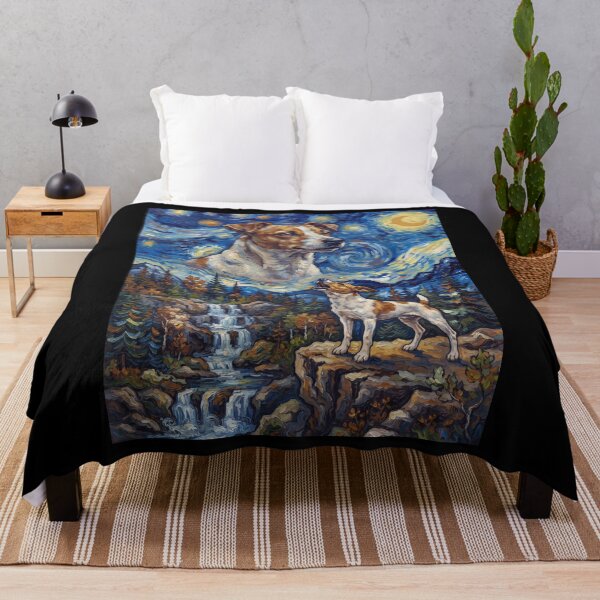 Item preview, Rat Terrier Howling Moon Starry Night Van Gogh Art Animal Lover designed and sold by dian-rody-crest.
