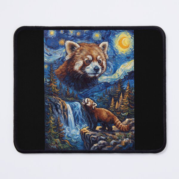 Item preview, Red Panda Howling Moon Starry Night Van Gogh Art Animal Lover designed and sold by dian-rody-crest.