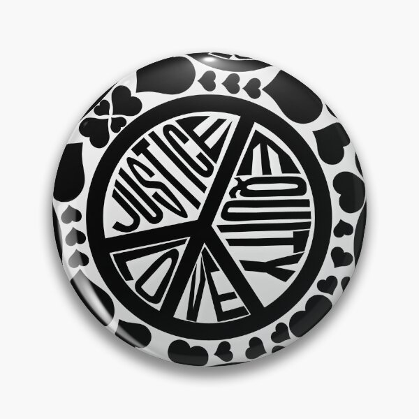 Item preview, Peace Love Justice Equity with Hearts in White & Black designed and sold by Digitalmyth's Designs.