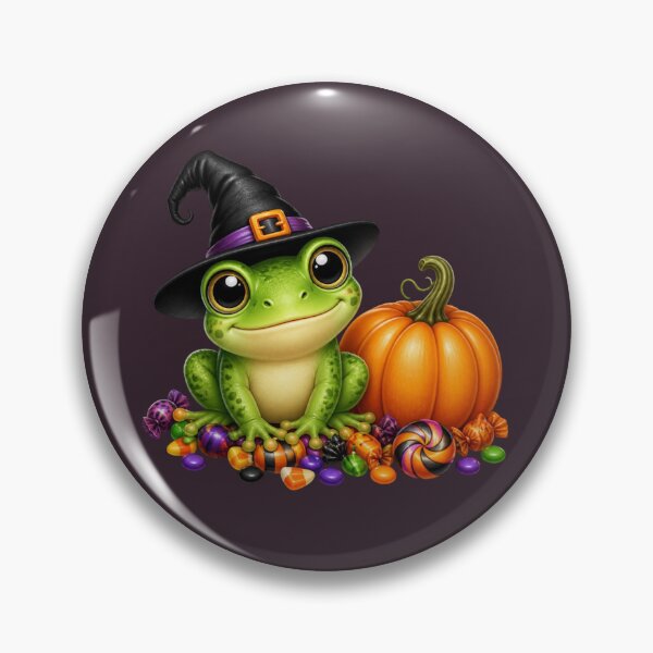 Item preview, Frog- Cute Halloween Frog with Pumpkin Witch Hat- Spooky Season designed and sold by All About DigiCraft by Fedelina.
