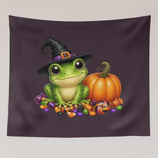 Item preview, Frog- Cute Halloween Frog with Pumpkin Witch Hat- Spooky Season designed and sold by All About DigiCraft by Fedelina.