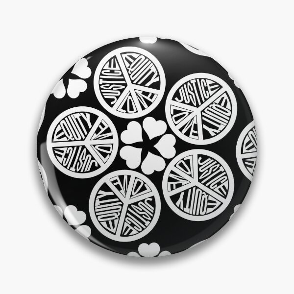 Item preview, Peace Love Justice Equity Radials with Heart Radials in White & Black designed and sold by Digitalmyth's Designs.
