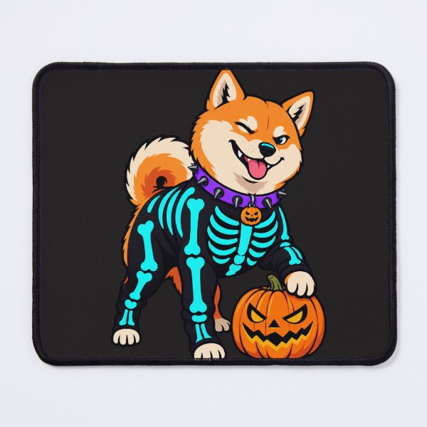 Item preview, Neon Skeleton Shiba Inu with Pumpkin – Cute Halloween Dog designed and sold by Thaivi Design.