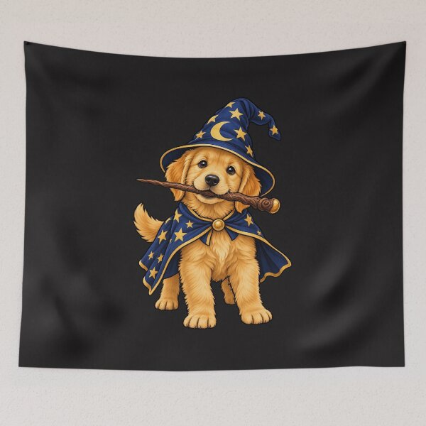 Item preview, Golden Retriever Wizard Puppy – Cute Magical Halloween Dog designed and sold by Thaivi Design.