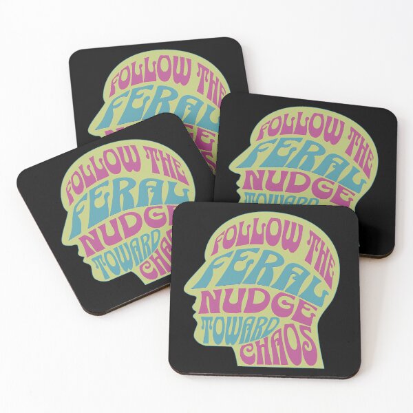 Item preview, Follow the Feral Nudge Toward Chaos Psychedelic Head Typography designed and sold by FaeryNuff.