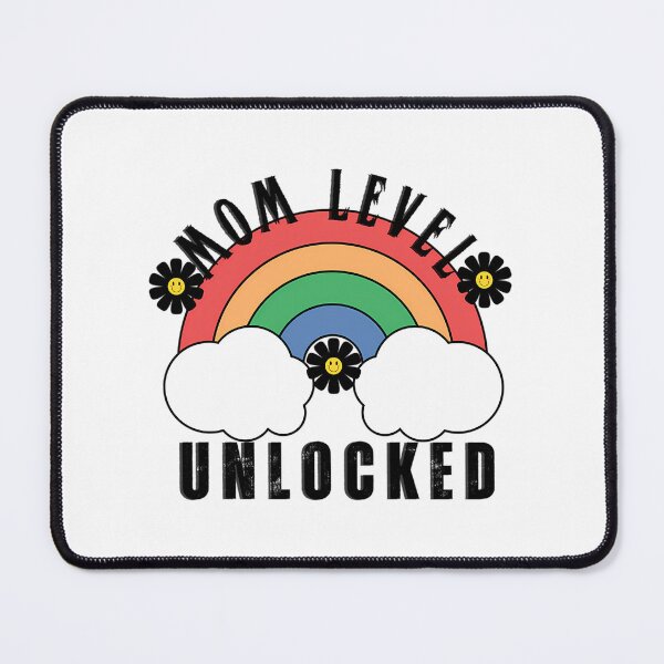 Item preview, Mom Level Unlocked Rainbow Cute Typography Quote designed and sold by Kristytryusring.
