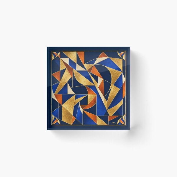 Item preview, Golden Blue Geometric Abstract Art designed and sold by Qenlo.