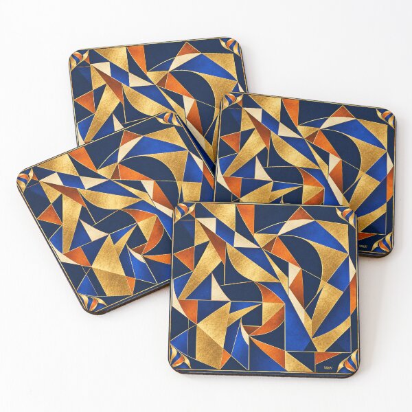 Item preview, Golden Blue Geometric Abstract Art designed and sold by Qenlo.