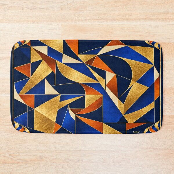 Item preview, Golden Blue Geometric Abstract Art designed and sold by Qenlo.