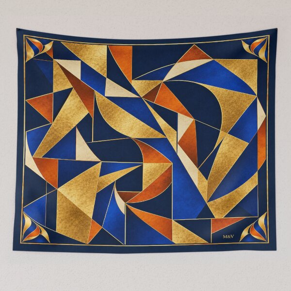 Item preview, Golden Blue Geometric Abstract Art designed and sold by Qenlo.