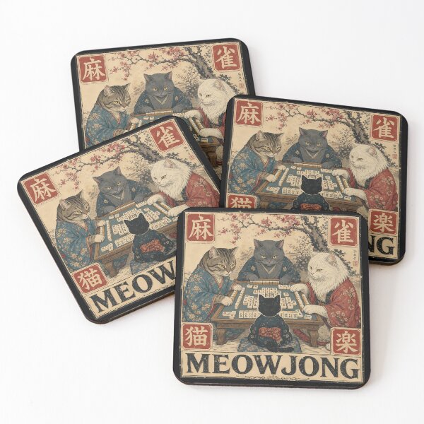 Item preview, Meowjong Cats Playing Game Art designed and sold by Clahristiansen.