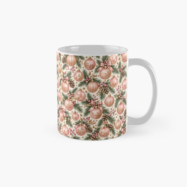 Item preview, Dusty Pink Gold Christmas Ornament Pine Sprig pattern designed and sold by PRINYOS.