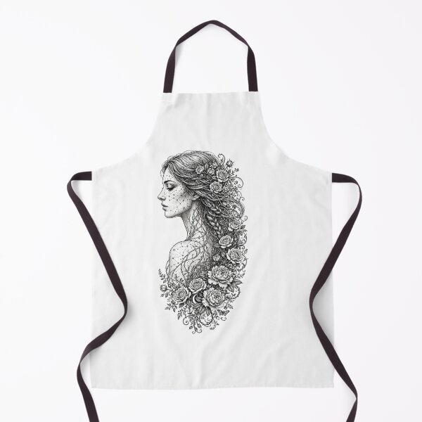 Item preview, Starlit Rose Goddess - Dark Boho Line Art Woman with Celestial Braid designed and sold by HealingEraInk.