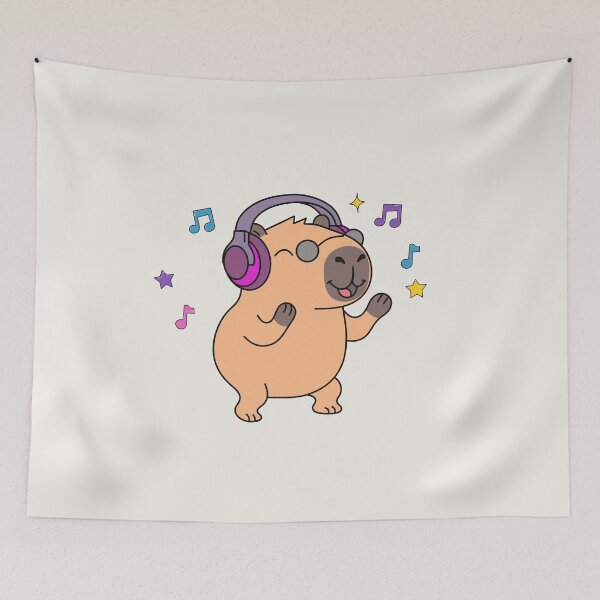 Item preview, Cute Dancing Capybara with Headphones Weekend Vibes designed and sold by Chonkibao.