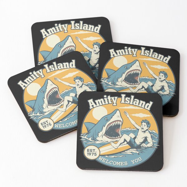 Item preview, Amity Island Welcomes You Shark Surfer Retro Emblem designed and sold by Clahristiansen.