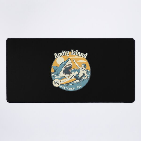 Item preview, Amity Island Welcomes You Shark Surfer Retro Emblem designed and sold by Clahristiansen.