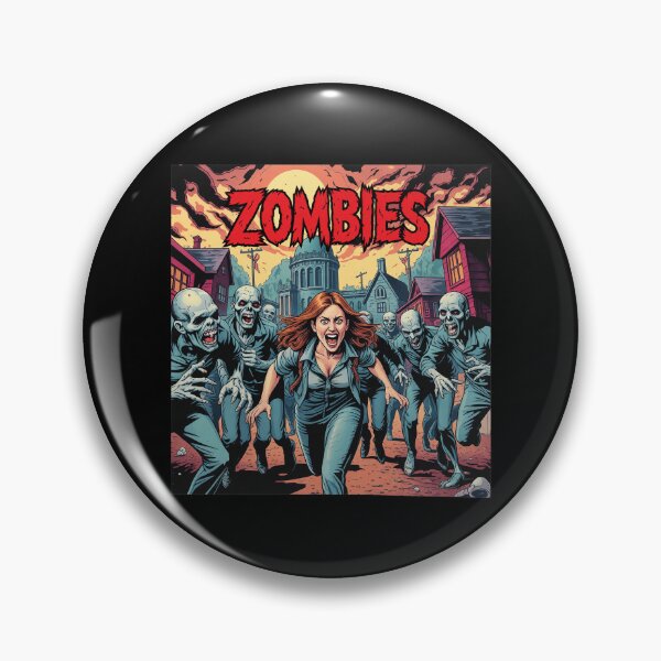 Item preview, Retro Zombie Attack Woman Running Horror Art designed and sold by Clahristiansen.