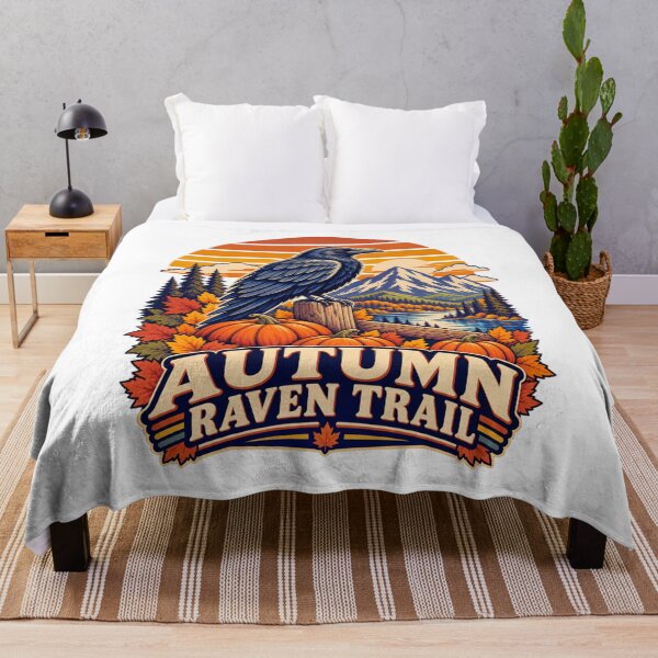 Item preview, Autumn Raven Trail Mountain Lake Landscape designed and sold by LuveraxArt.