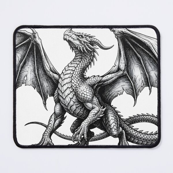 Item preview, Symmetrical Dragon Sketch - Realistic Paper Drawing Mockup designed and sold by DragonSerpent Ink.