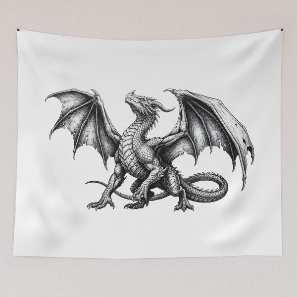 Item preview, Symmetrical Dragon Sketch - Realistic Paper Drawing Mockup designed and sold by DragonSerpent Ink.