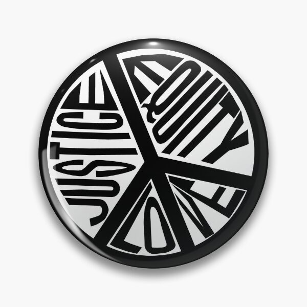 Item preview, Peace Love Justice Equity with Heart Diamonds in White & Black designed and sold by Digitalmyth's Designs.
