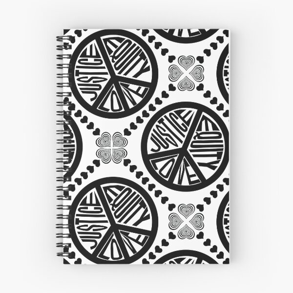 Item preview, Peace Love Justice Equity with Heart Diamonds in White & Black designed and sold by Digitalmyth's Designs.