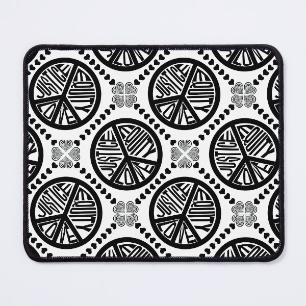 Item preview, Peace Love Justice Equity with Heart Diamonds in White & Black designed and sold by Digitalmyth's Designs.