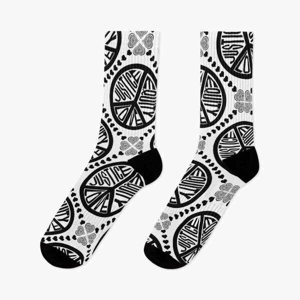 Item preview, Peace Love Justice Equity with Heart Diamonds in White & Black designed and sold by Digitalmyth's Designs.
