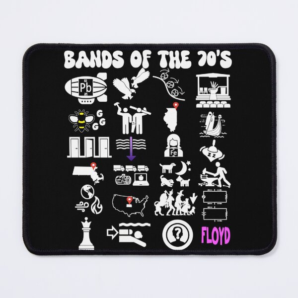 Item preview, Funny Nerdy Iconic Rock Bands Of The 70S White Text designed and sold by Xavier Bouvet.