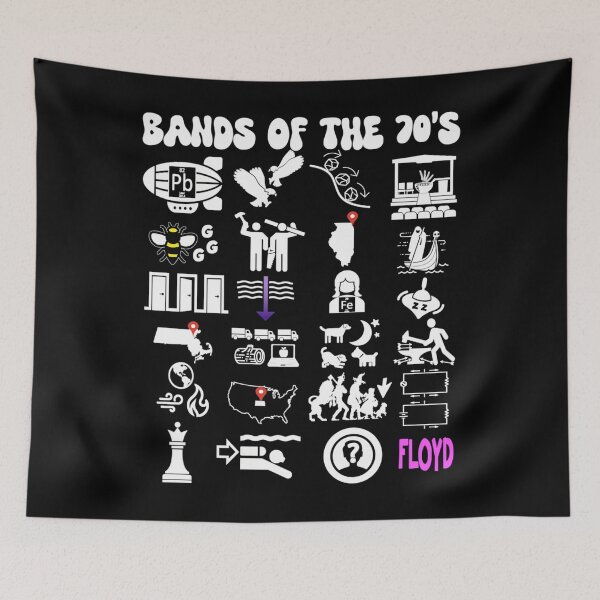Item preview, Funny Nerdy Iconic Rock Bands Of The 70S White Text designed and sold by Xavier Bouvet.