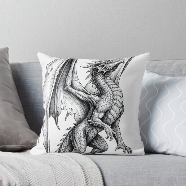 Item preview, Climbing Dragon on Cliff - Torn Wing Ink Illustration designed and sold by DragonSerpent Ink.
