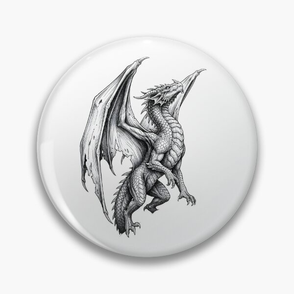 Item preview, Climbing Dragon on Cliff - Torn Wing Ink Illustration designed and sold by DragonSerpent Ink.