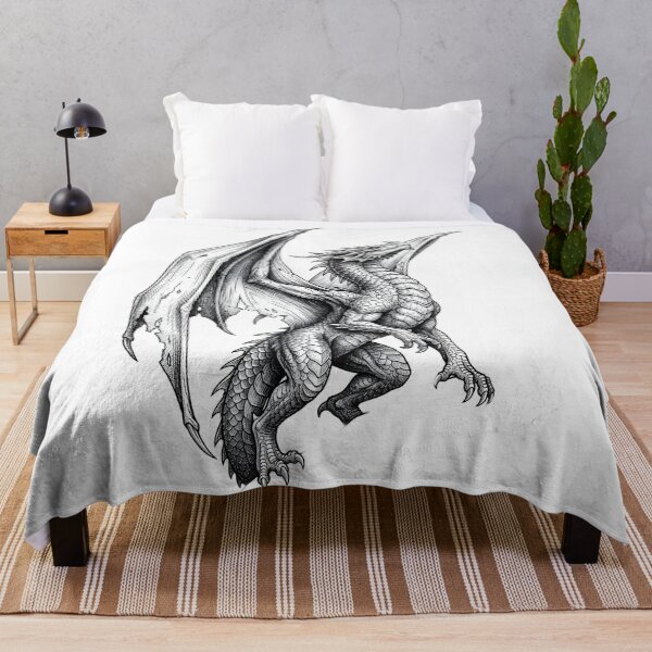 Item preview, Climbing Dragon on Cliff - Torn Wing Ink Illustration designed and sold by DragonSerpent Ink.