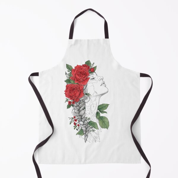Item preview, Red Roses in Braid - Boho Line Art Woman - Red Floral Goddess designed and sold by HealingEraInk.