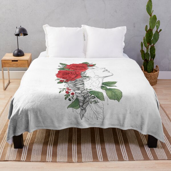 Item preview, Red Roses in Braid - Boho Line Art Woman - Red Floral Goddess designed and sold by HealingEraInk.