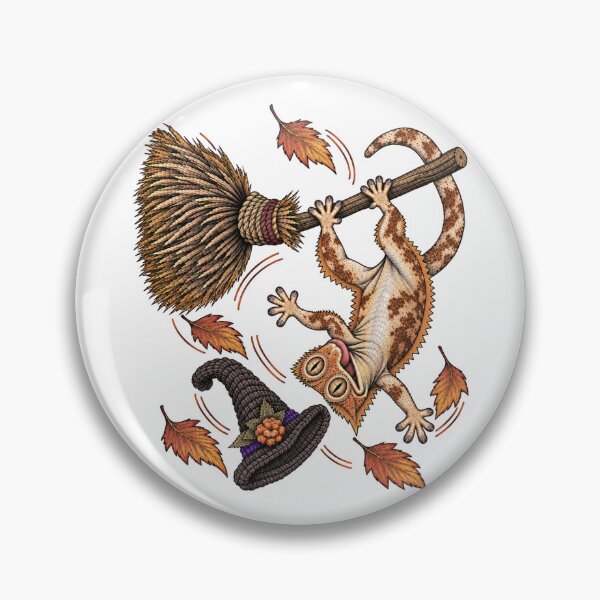 Item preview, Crested Gecko Witchy Broom – Halloween Reptile designed and sold by threadandfangs.