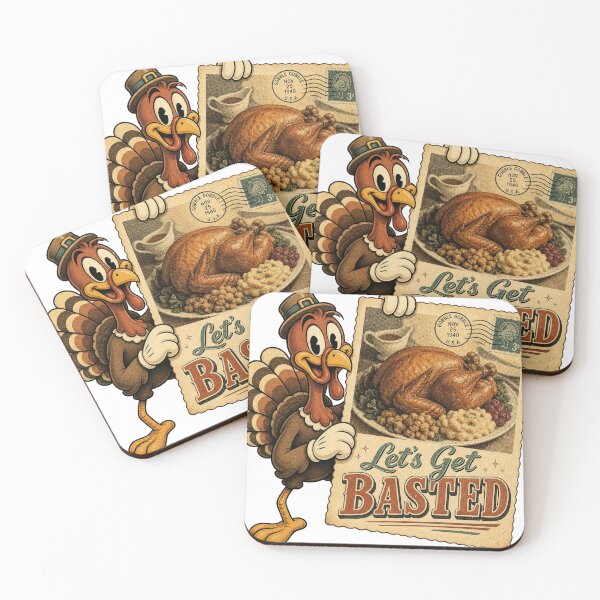 Item preview, Let's Get Basted Vintage Postcard Thanksgiving Shirt designed and sold by CerealBoxInk.