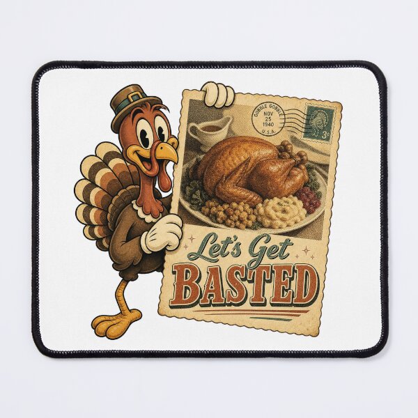 Item preview, Let's Get Basted Vintage Postcard Thanksgiving Shirt designed and sold by CerealBoxInk.