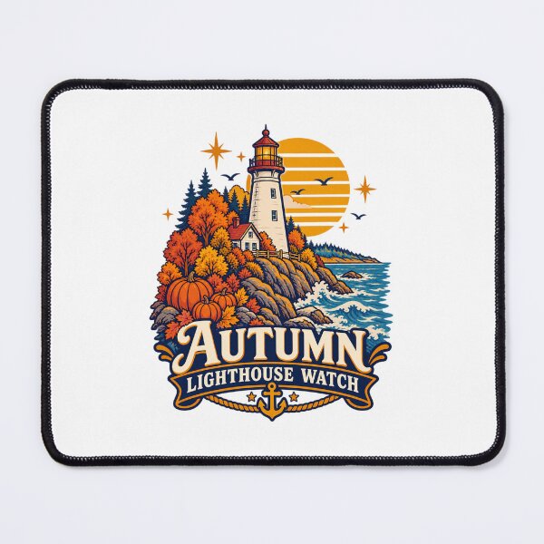 Item preview, Autumn Lighthouse Watch Coastal Fall Landscape designed and sold by LuveraxArt.