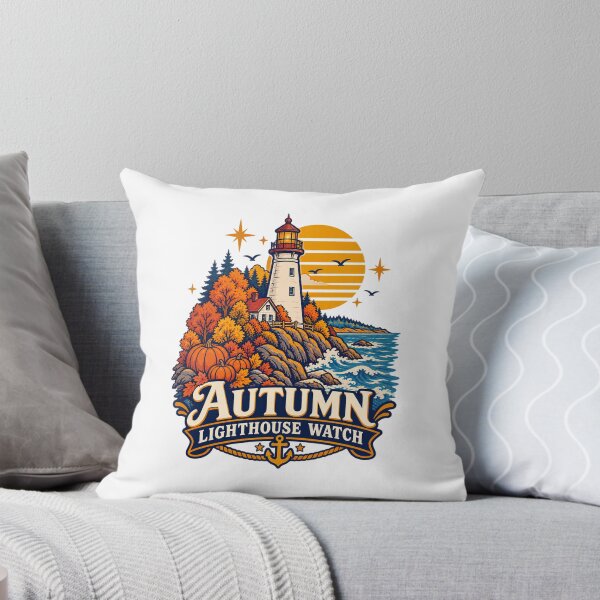 Aperçu de l'œuvre Autumn Lighthouse Watch Coastal Fall Landscape créée et vendue par LuveraxArt.
