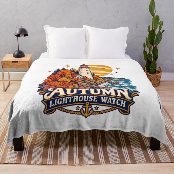 Item preview, Autumn Lighthouse Watch Coastal Fall Landscape designed and sold by LuveraxArt.