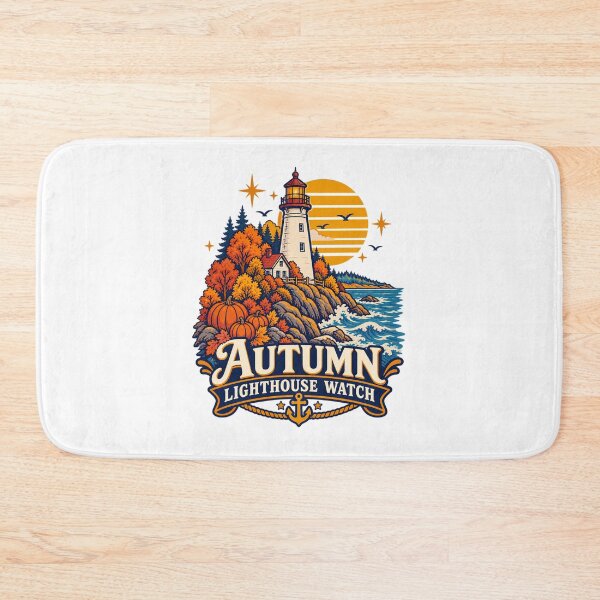 Item preview, Autumn Lighthouse Watch Coastal Fall Landscape designed and sold by LuveraxArt.