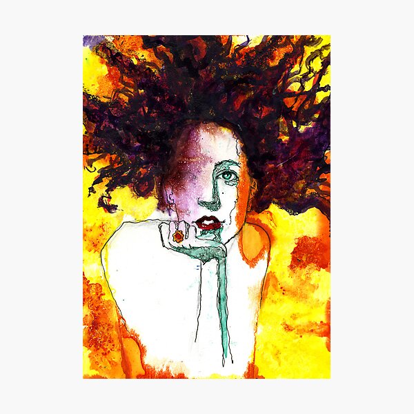 Item preview, Portrait of woman with red frizzy hair designed and sold by Lobo-36.