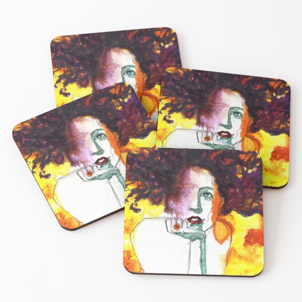 Item preview, Portrait of woman with red frizzy hair designed and sold by Lobo-36.