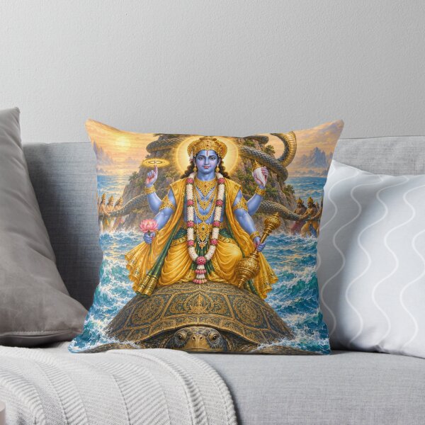Item preview, Kurma Avatar of Lord Vishnu - Cosmic Tortoise Devotional Art designed and sold by Homyar.